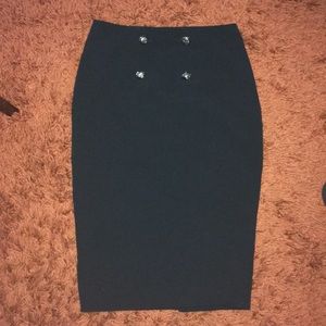 The Limited Black Skirt Decorative Silver Buttons